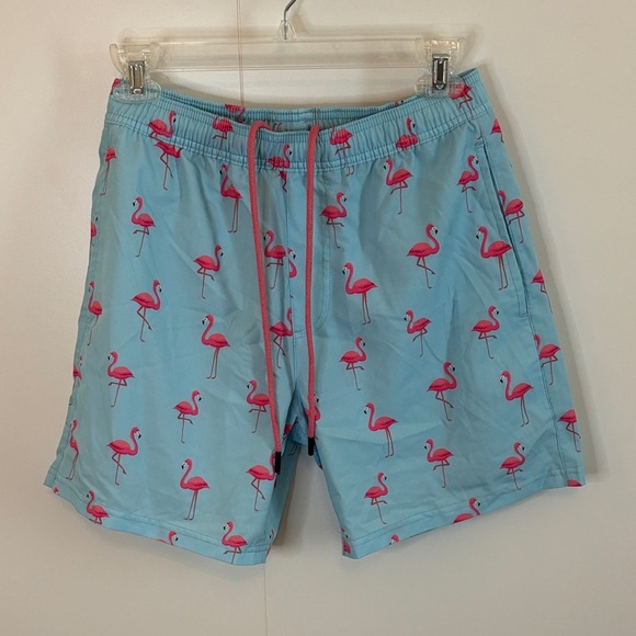 Tropical Flamingo Men's Swim Trunks - Picture 1 of 3
